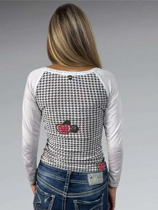 White Apple Bottoms Rhinestone Logo Top (S)