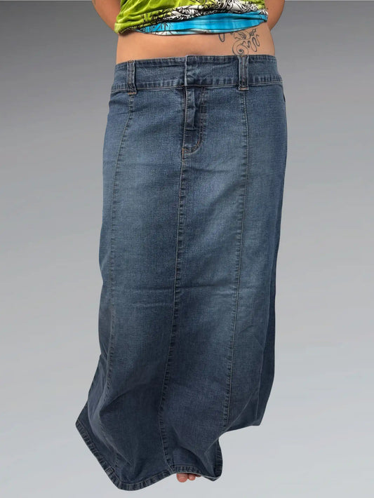 Contrast Blue Denim Maxi Skirt (M)