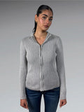 Ruff Hewn Grey Ribbed Full-Zip Cardigan (M)