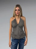 Black White Geometric Halter Top (S)