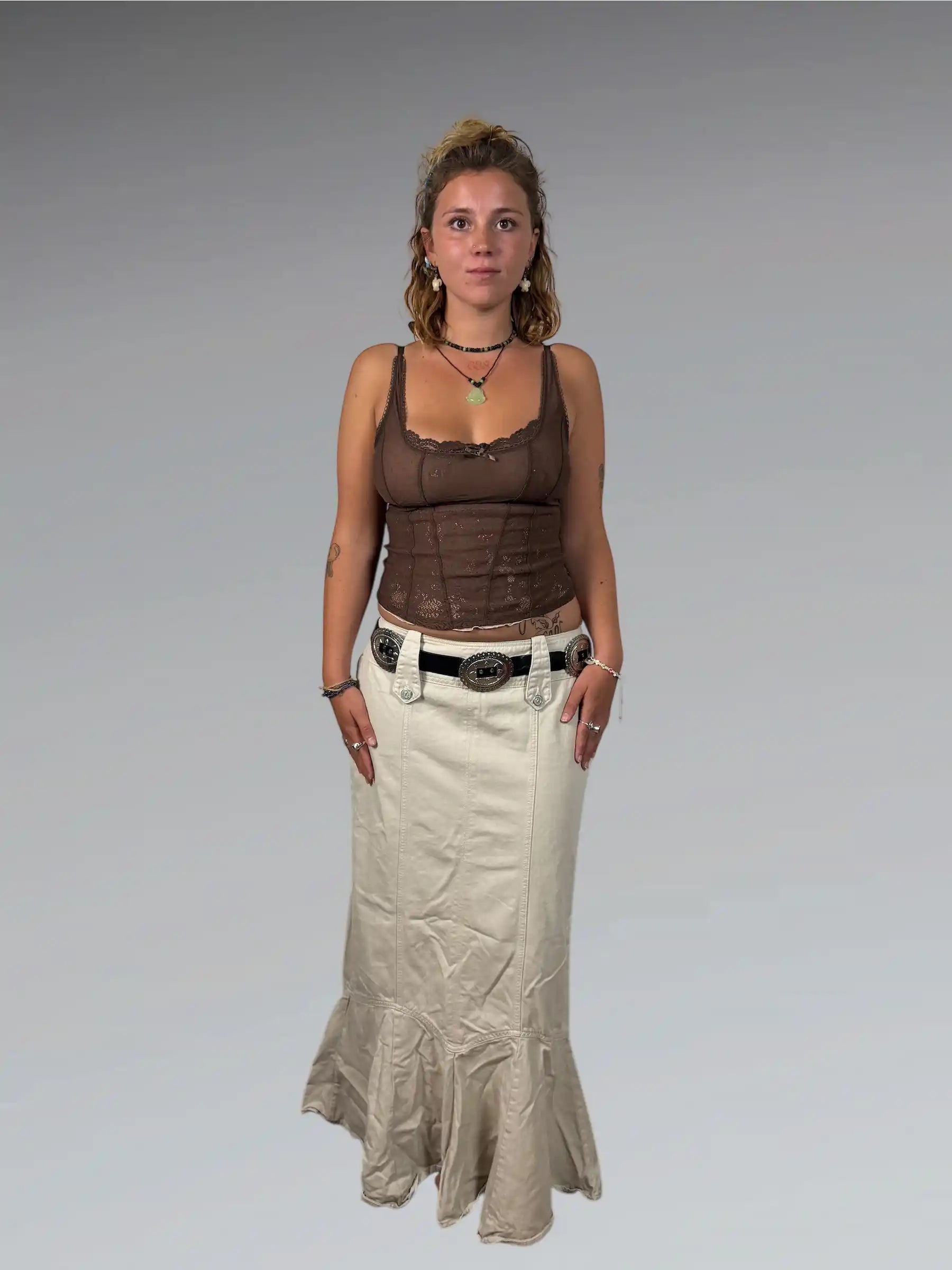 Z Cavaric Beige Cotton Skirt (M)