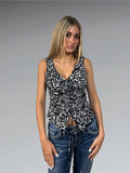 Black and White Baroque Pointed Hem Top (XS)