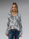 Kaelyn Max White Tiger Print Long Vintage Top (S)