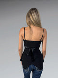 Black Satin Bow Detail Top (S)