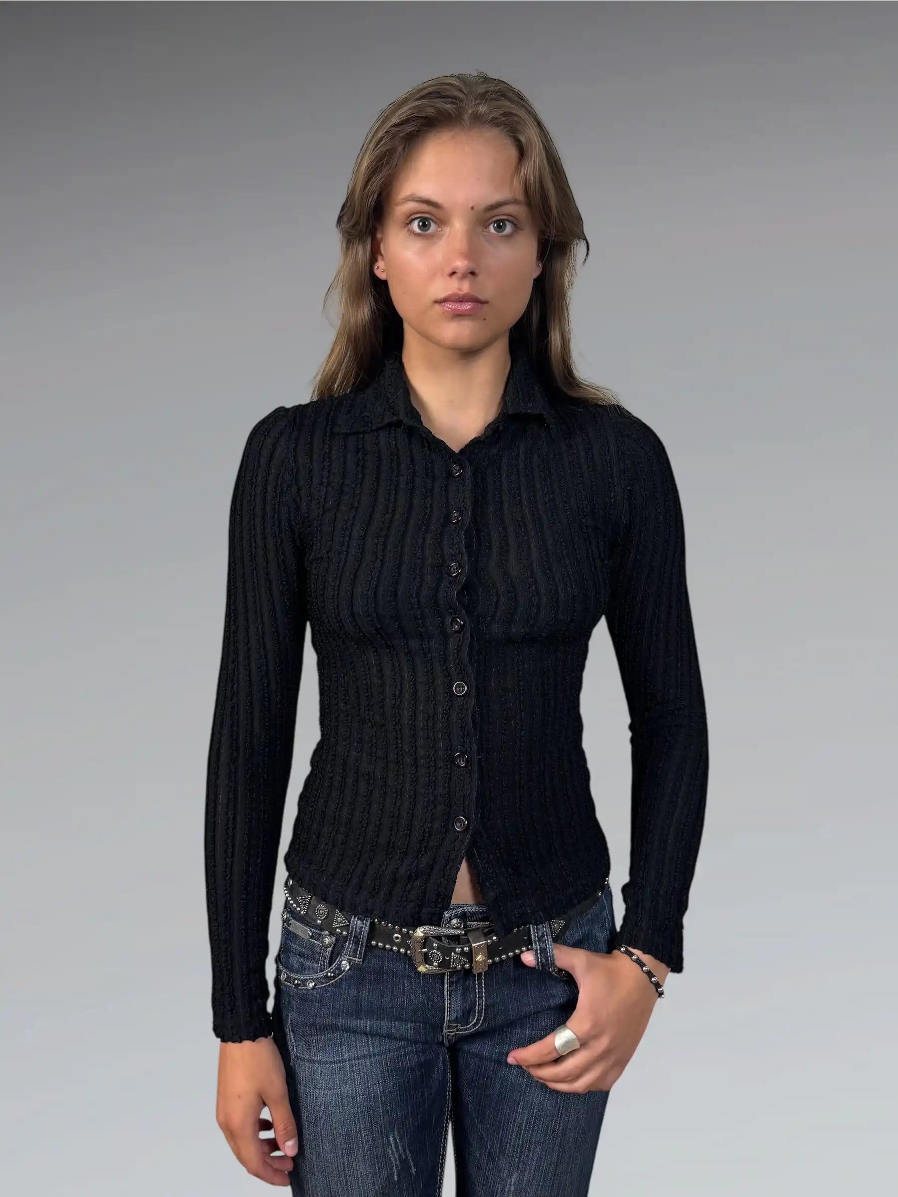 Hailee Elegant Black Vintage Dress Top (S)