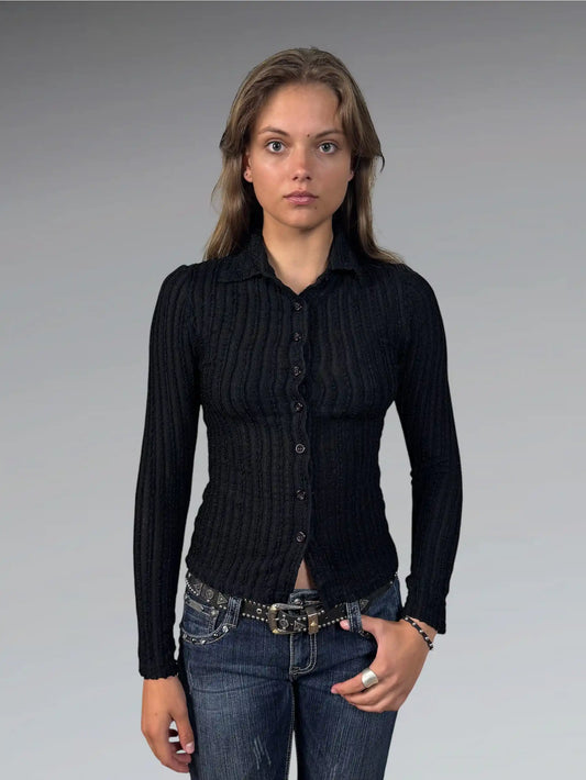Hailee Elegant Black Vintage Dress Top (S)