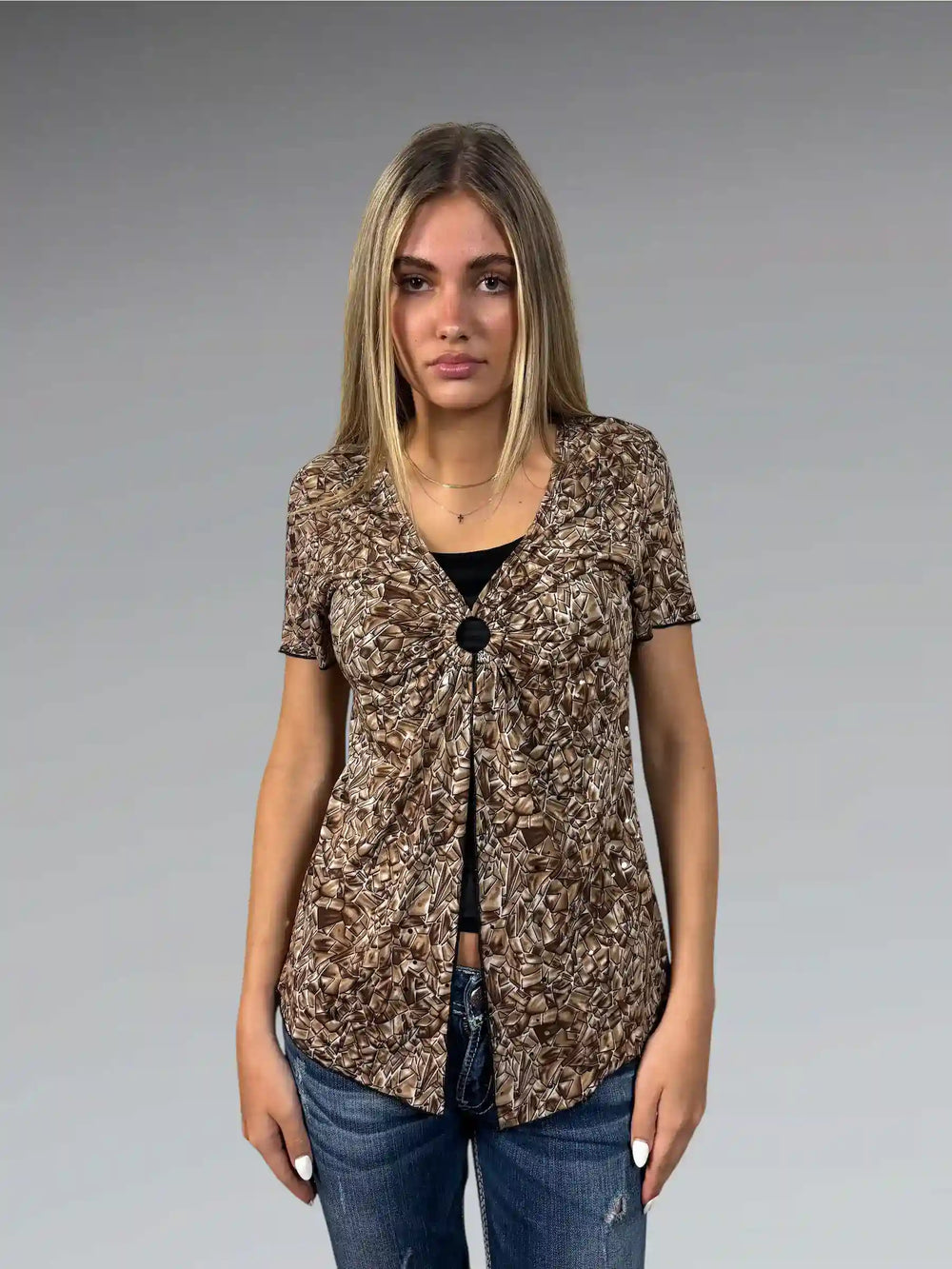 Brown Abstract Pattern Tunic (S)