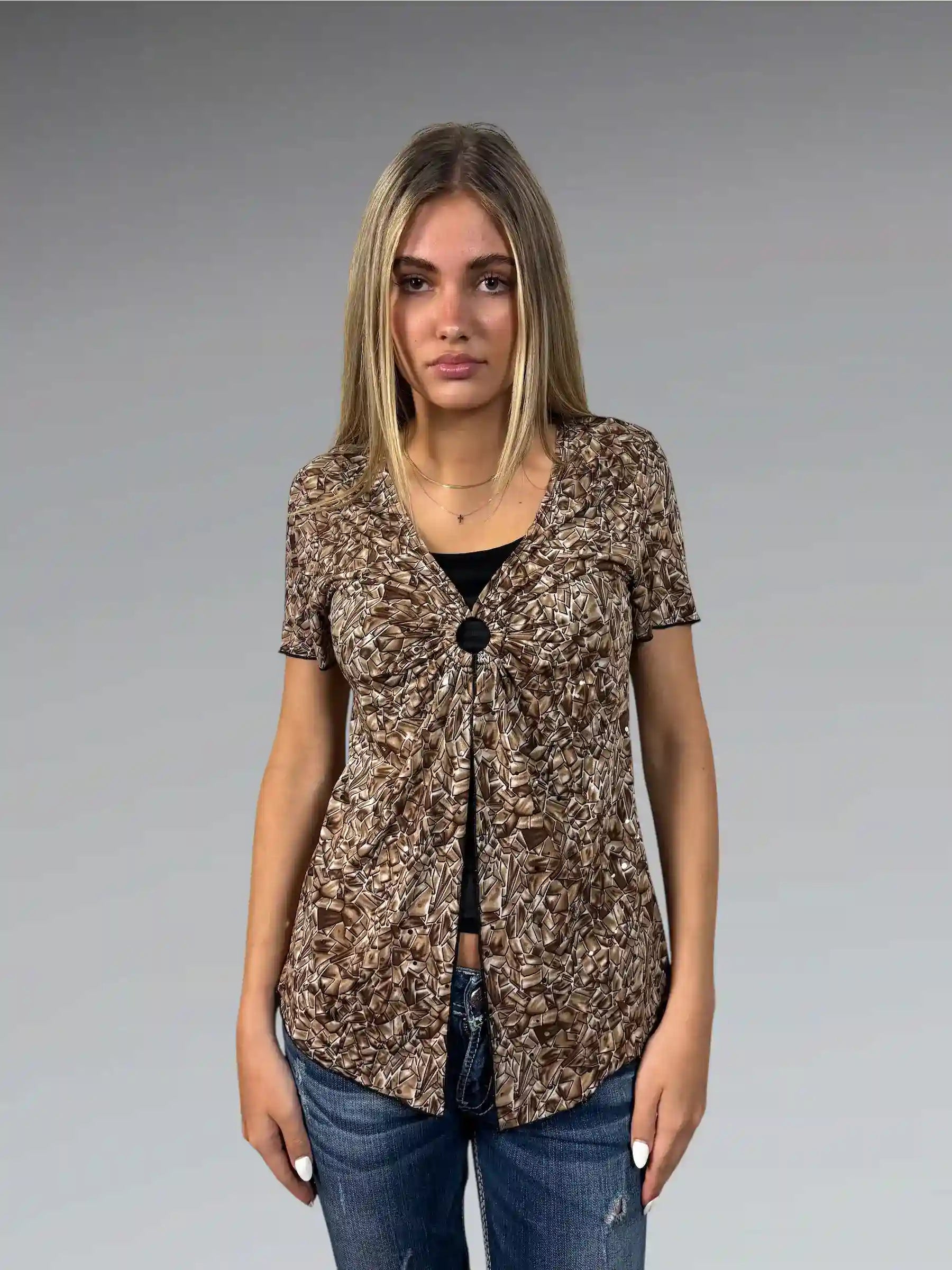 Brown Abstract Pattern Tunic (S)