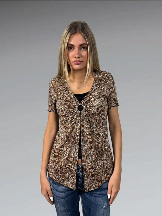 Brown Abstract Pattern Tunic (S)