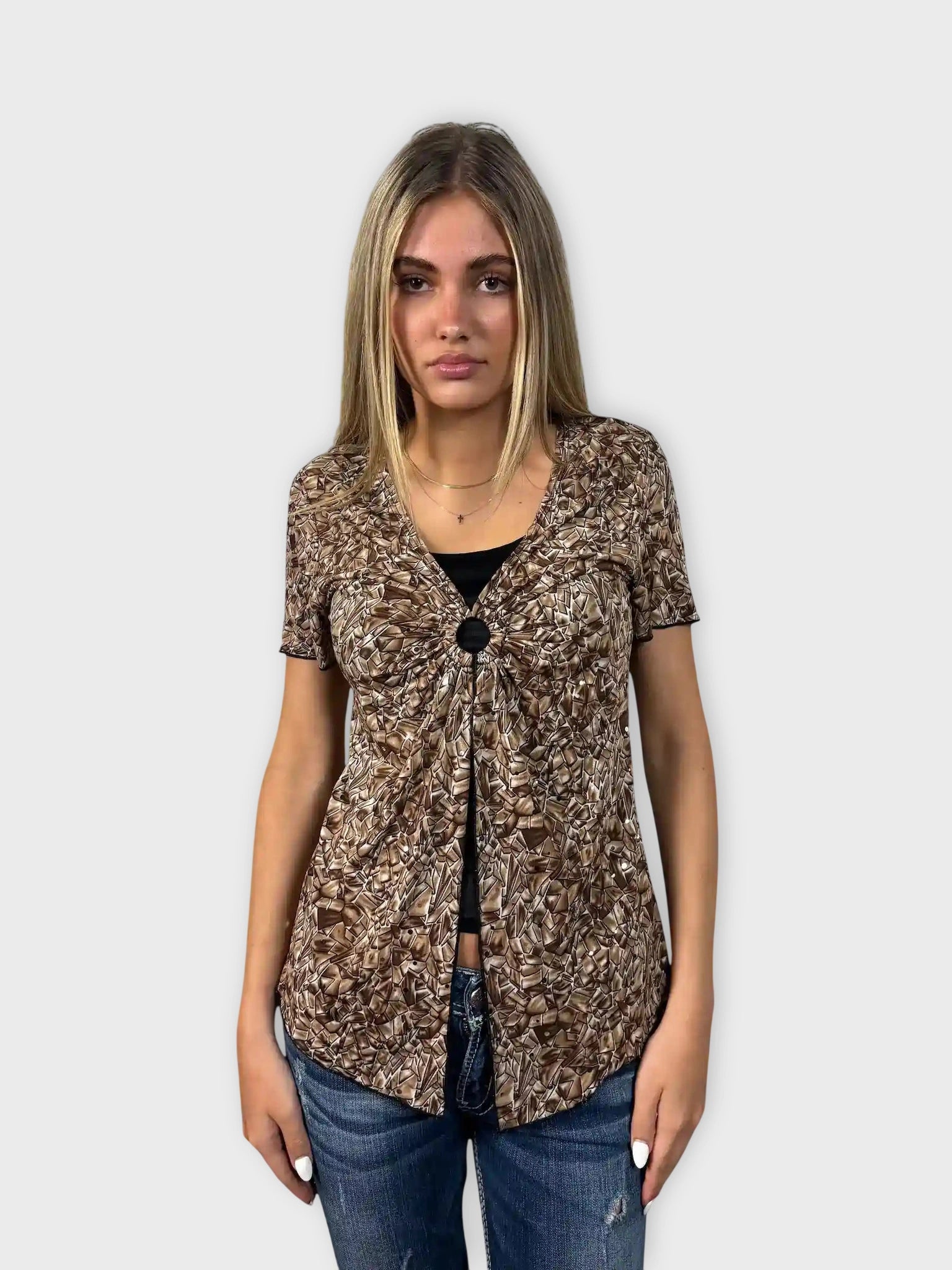 Brown Abstract Pattern Tunic (S)