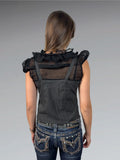 Black and Grey Ruffled Corset Top (S)