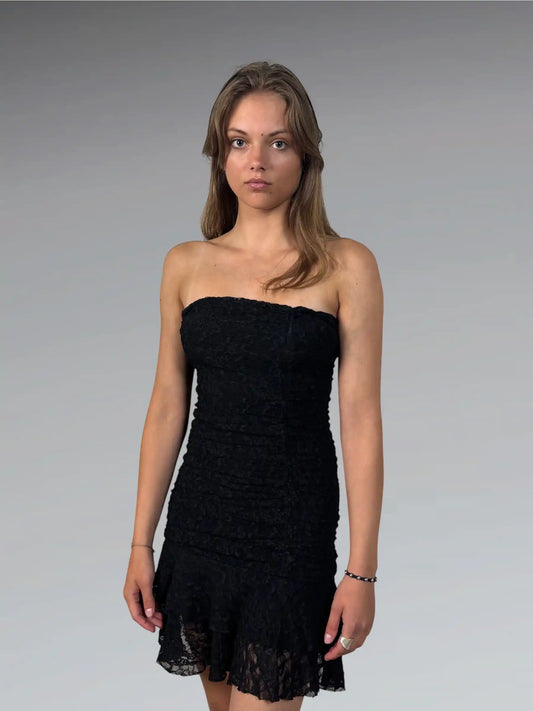 Guess Bow-Front Satin Cocktail Dress in Black (S)