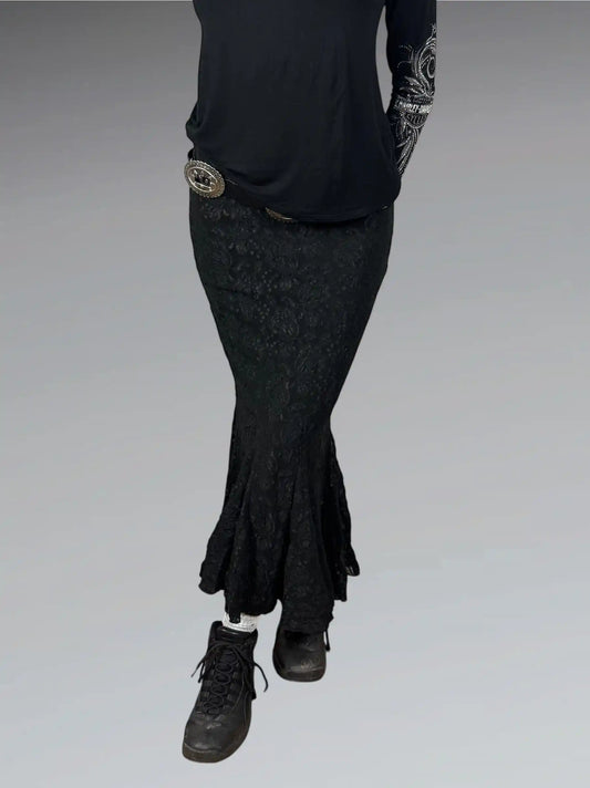 Florencia Fiume Black Elegant Long Skirt (S)