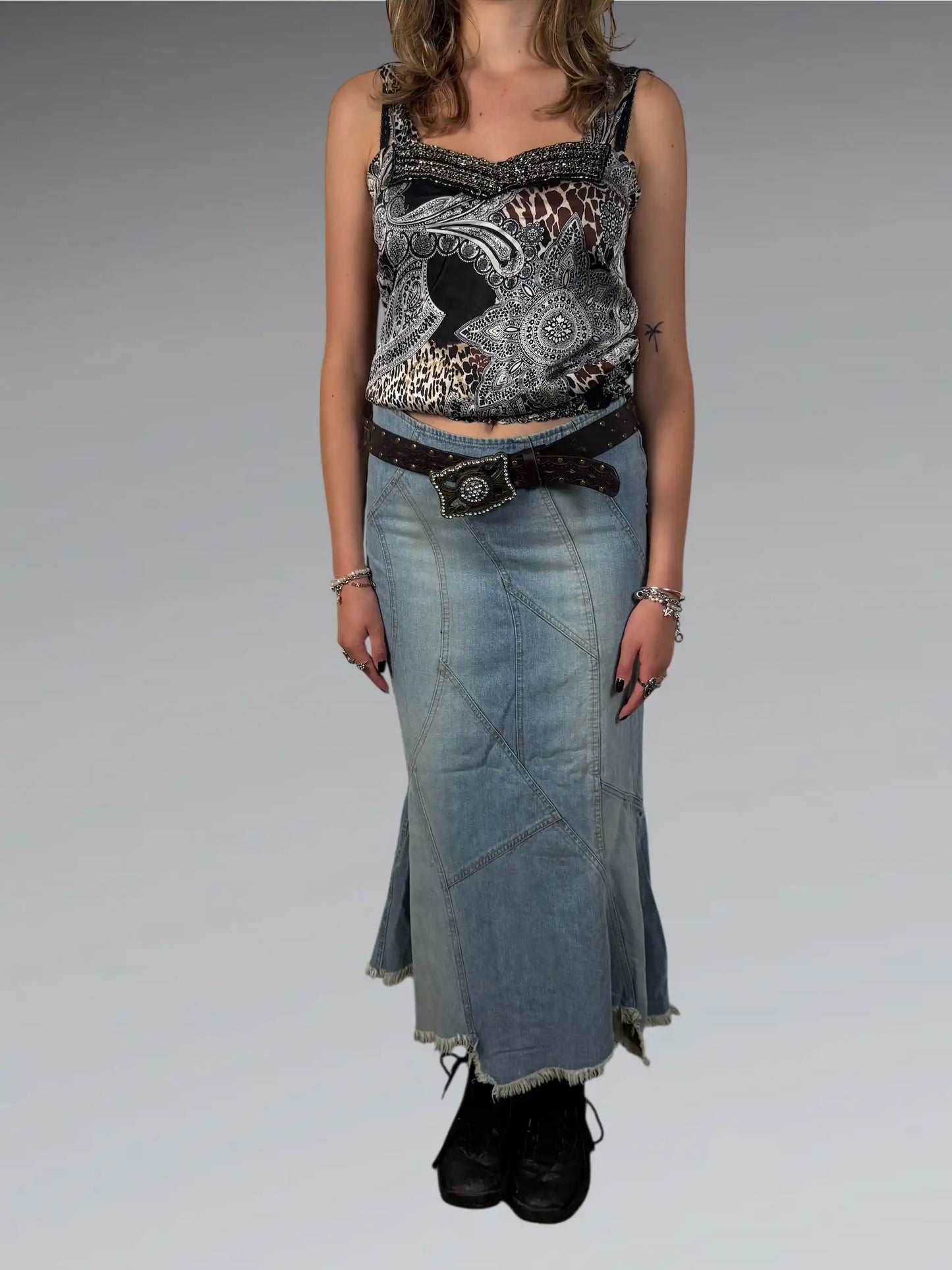 Free People Light Blue Bohemian Skirt (S)