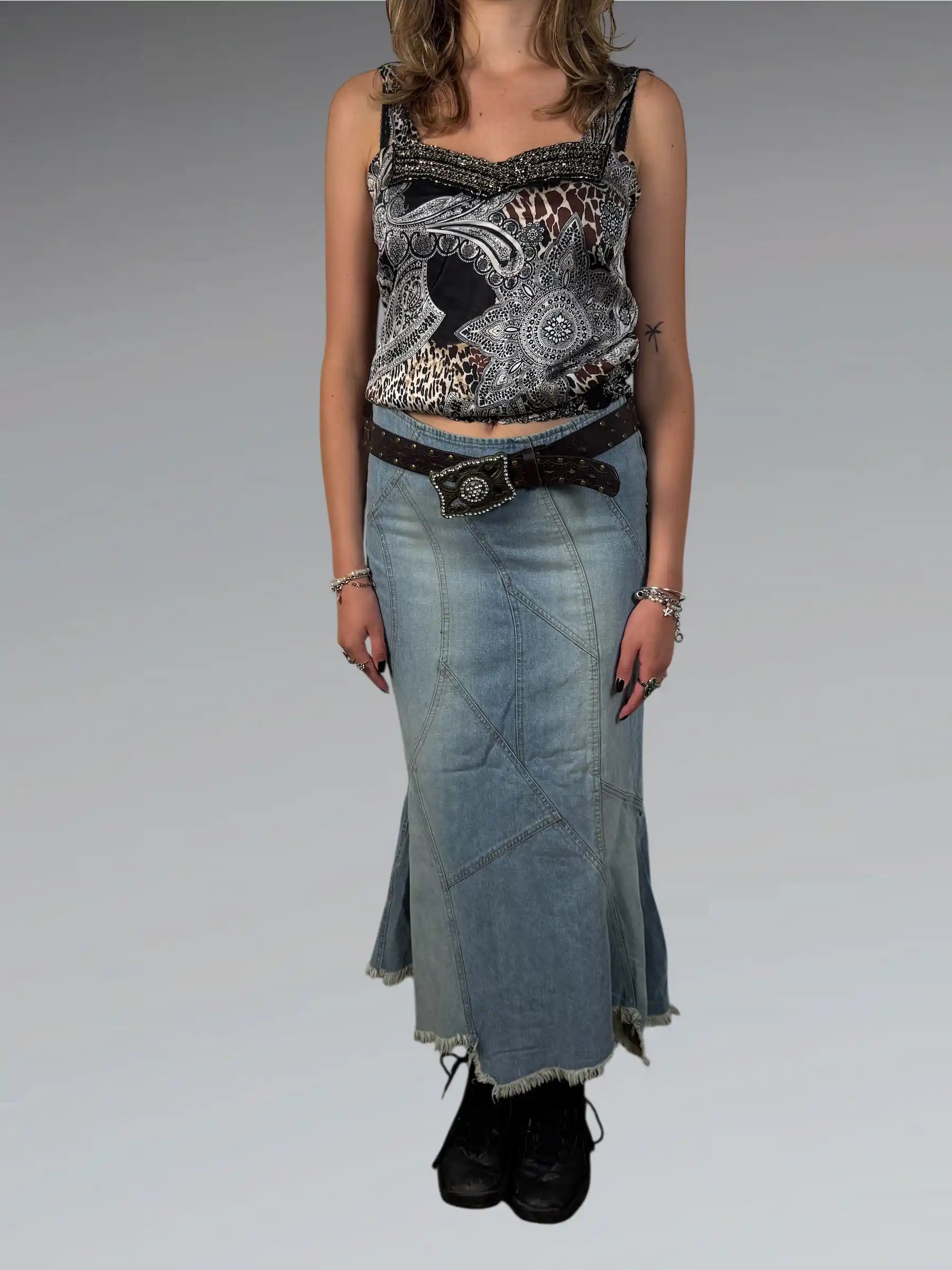 Free People Light Blue Bohemian Skirt (S)
