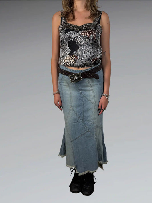 Free People Light Blue Bohemian Skirt (S)