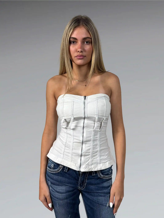 white zipper bustier top (XS)