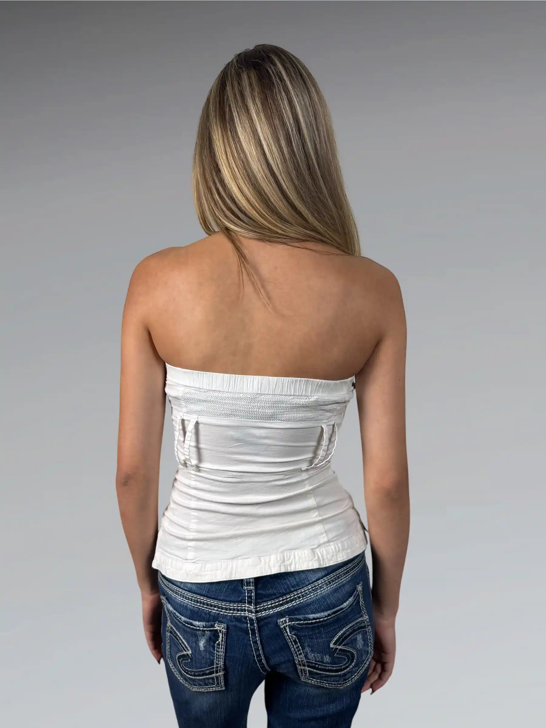 white zipper bustier top (XS)
