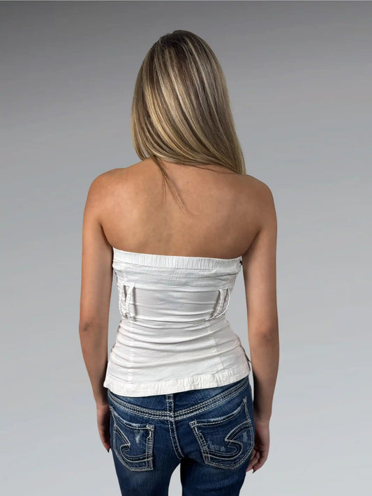 white zipper bustier top (XS)