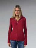 Red Ribbed Knit Sweater with Subtle Pattern (M)