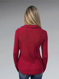 Red Ribbed Knit Sweater with Subtle Pattern (M)