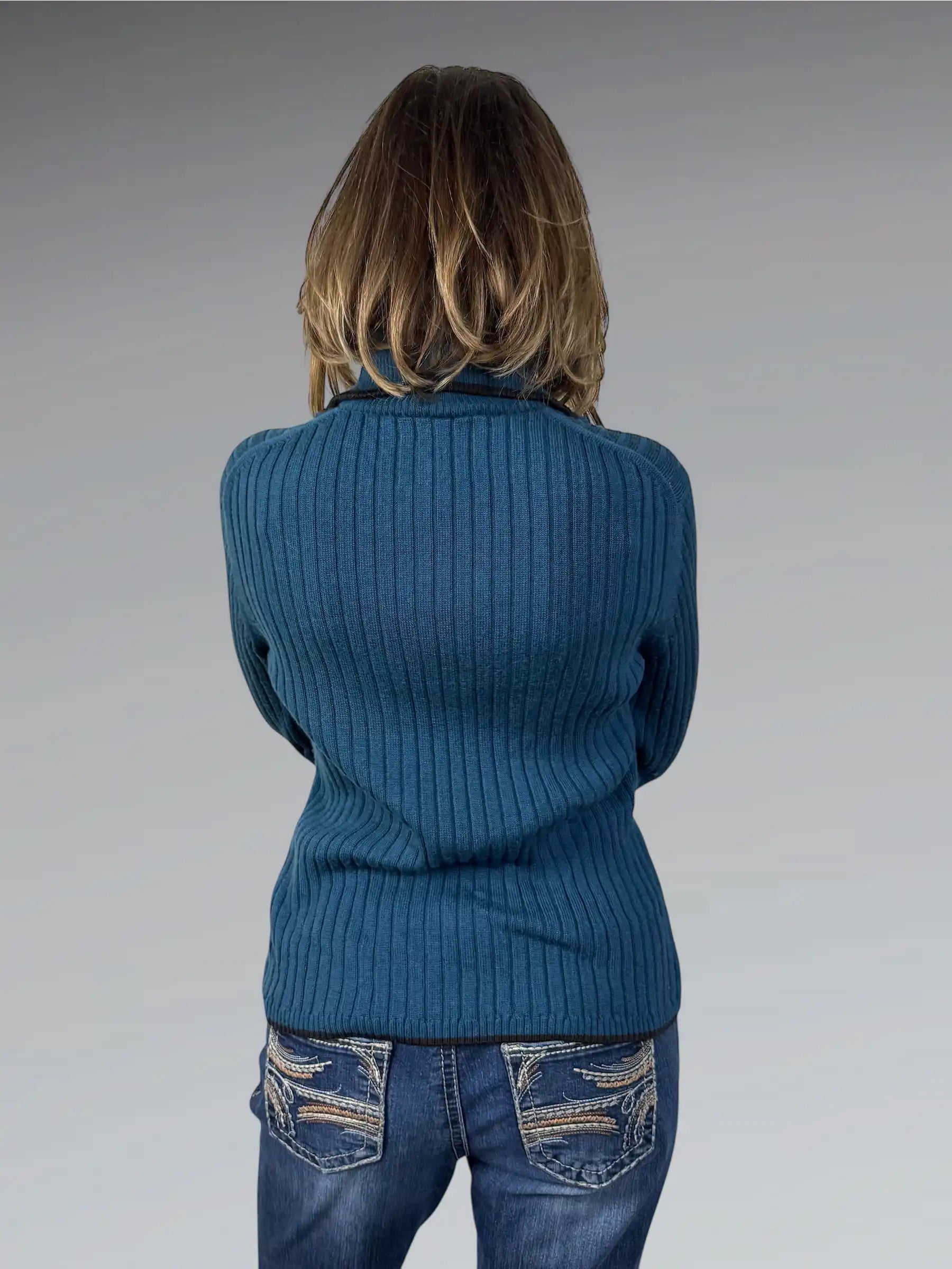 Lacoste Blue Ribbed Zip-Up Cardigan (L)