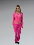 Juicy Couture Pink Velour Lounge Pants with Logo Embroidery (M)