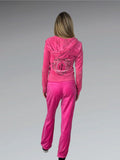 Juicy Couture Pink Velour Lounge Pants with Logo Embroidery (M)