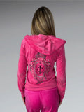 Pink Juicy Couture Velour Hoodie with Ornate Back Print (M)
