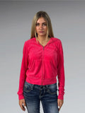Pink Juicy Couture Velour Hoodie with Malibu Couture Graphic (L)