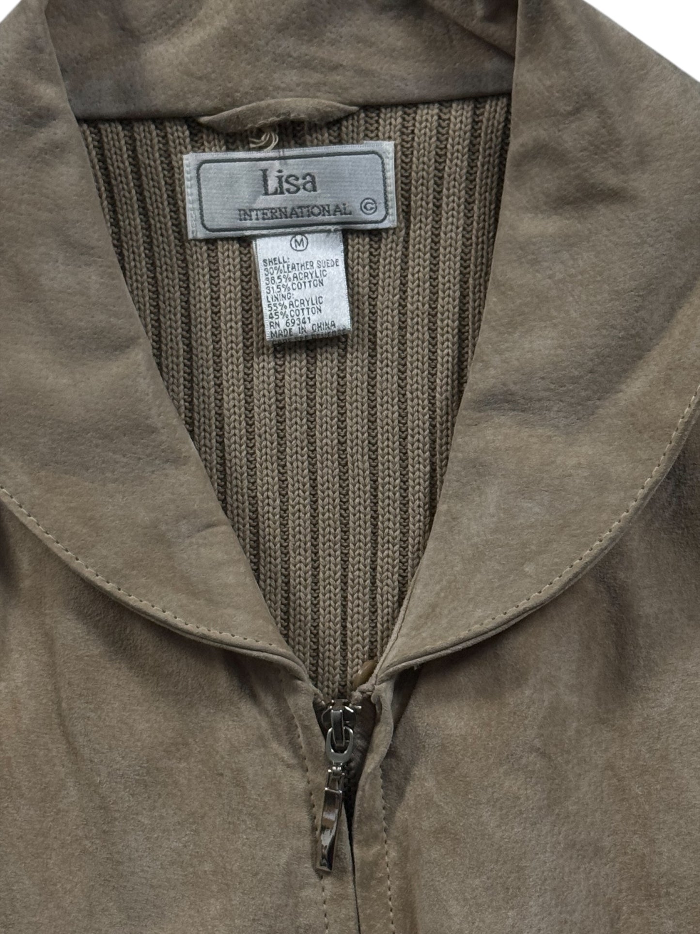 Lisa International Beige Leather Jacket (M)