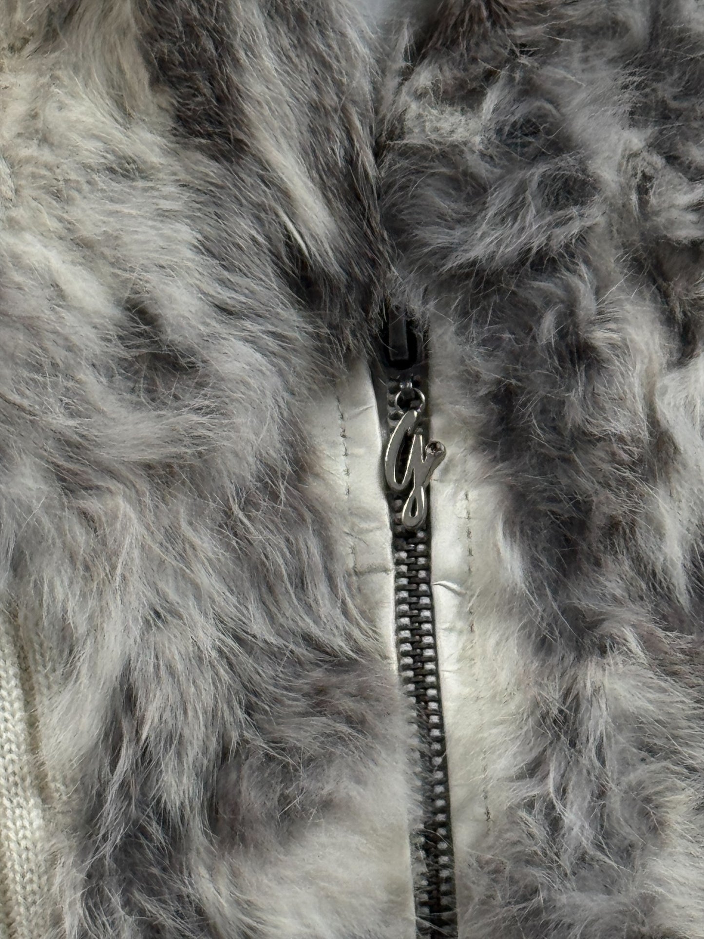 Guess Jeans White Rabbit Fur Vest Women (S)