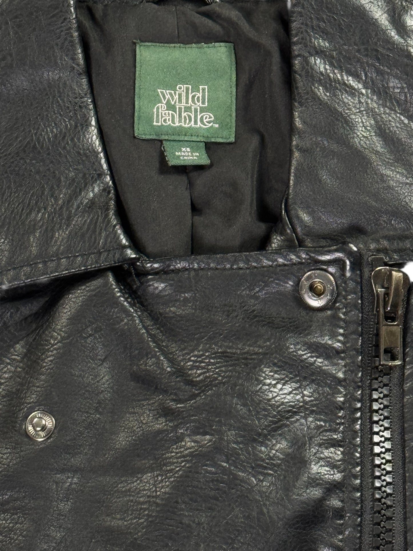 Wild Fable Black Faux Leather Jacket Women (XS)