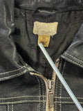 Vintage Black Faux Leather Jacket with Yellow Detail Women (XS)