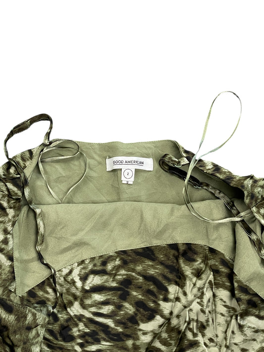 Good American Green Silk Print Dress (S)