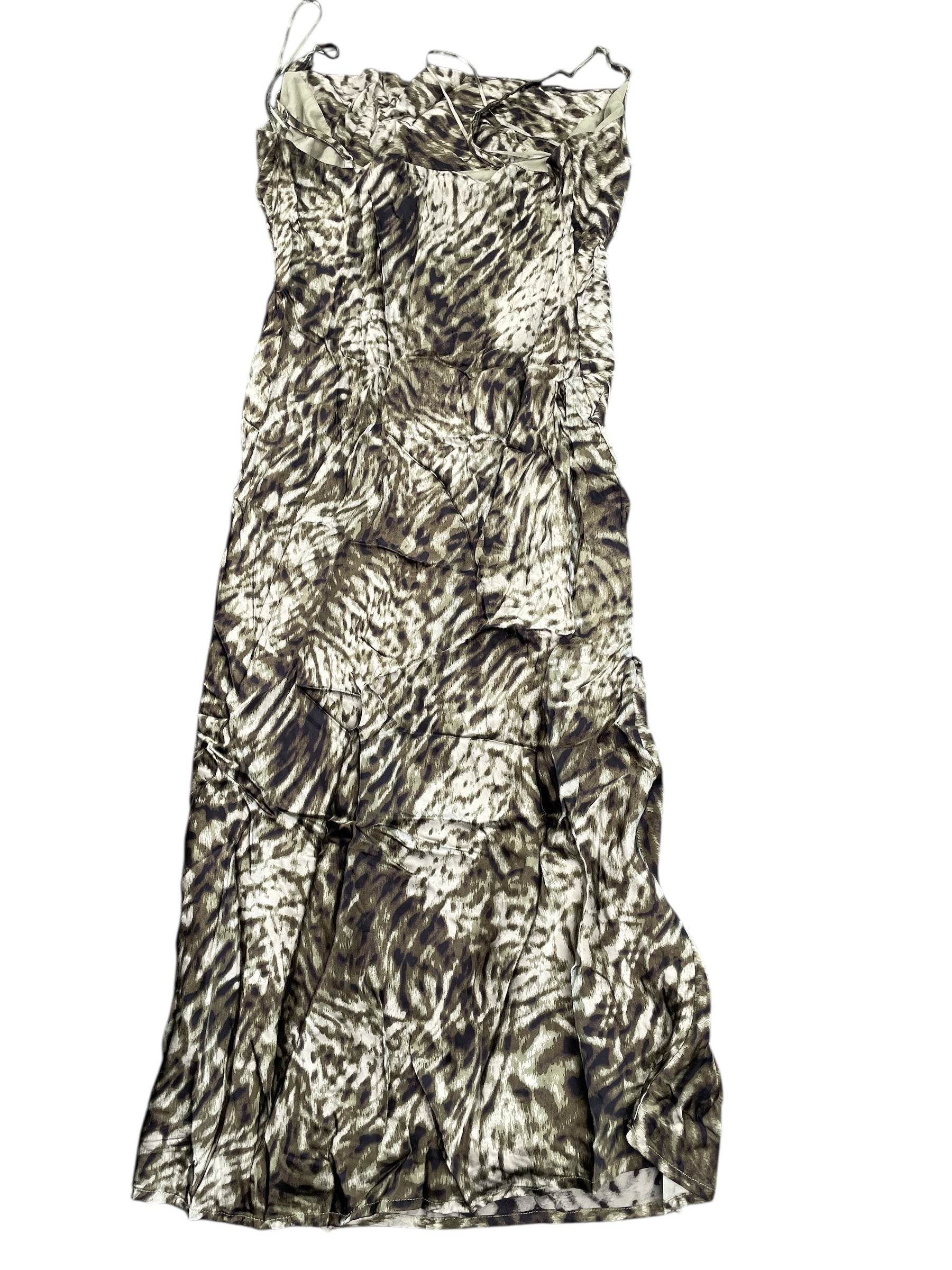 Good American Green Silk Print Dress (S)