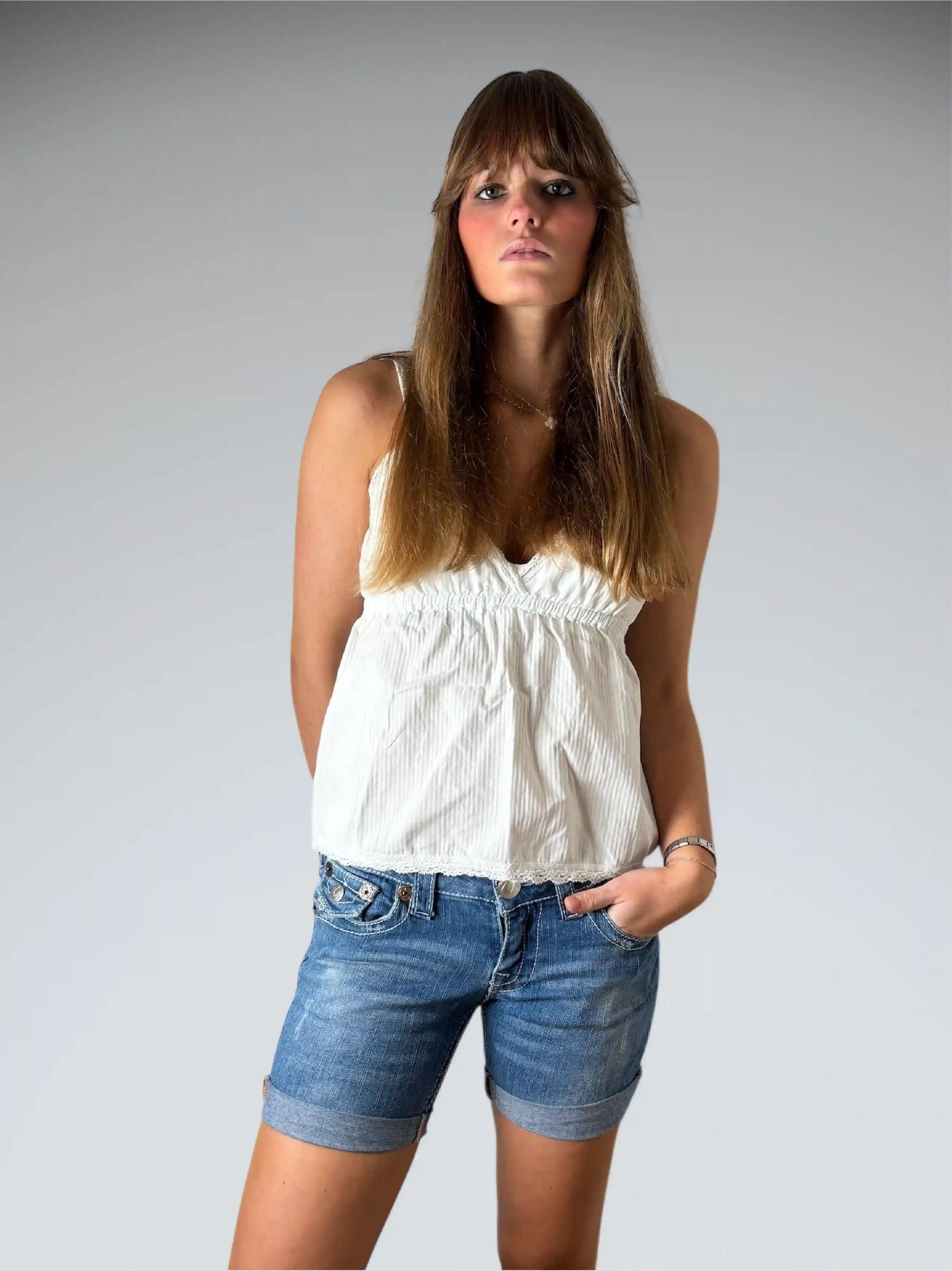 True Religion Light Wash Cutoff Denim Hotpants (S)
