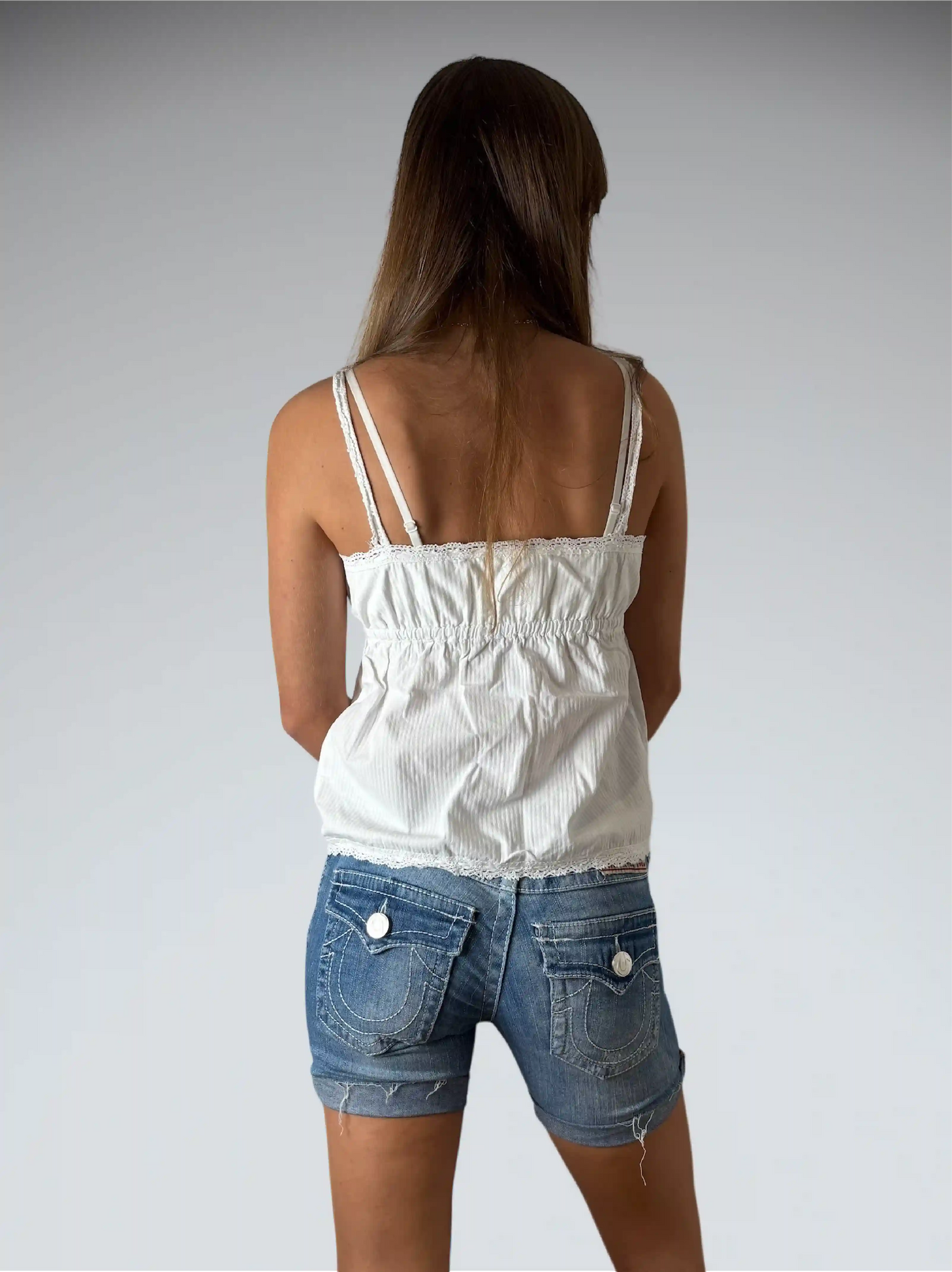 True Religion Light Wash Cutoff Denim Hotpants (S)