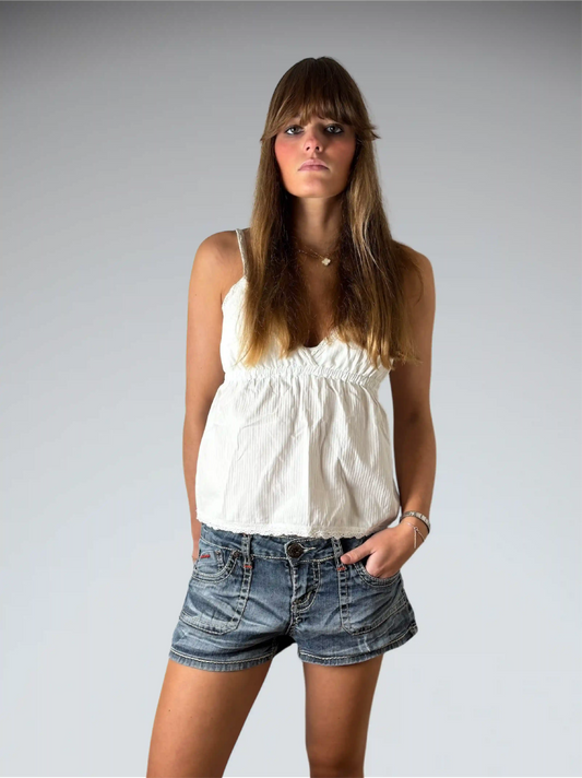 Zanadi Light Wash Rolled Hem Denim Hotpants (L)
