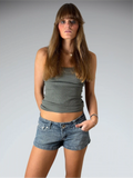 Seduction Light Wash Rolled Hem Denim Hotpants (S)