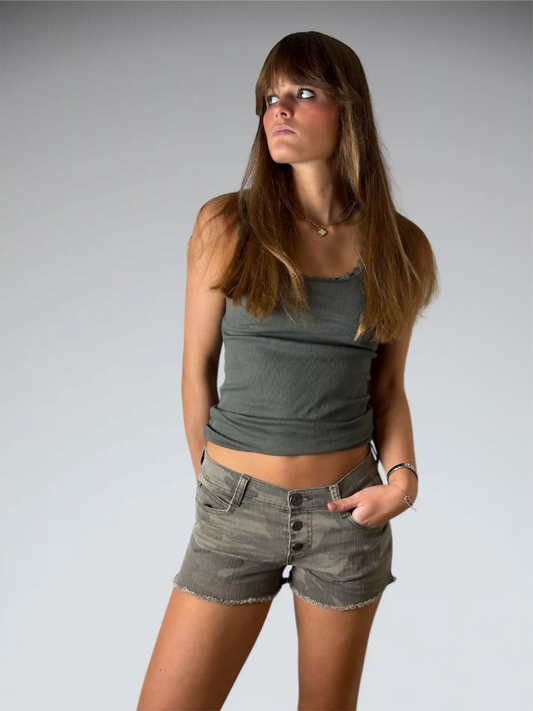 Mudd Black Camo-Inspired Denim Hotpants (L)