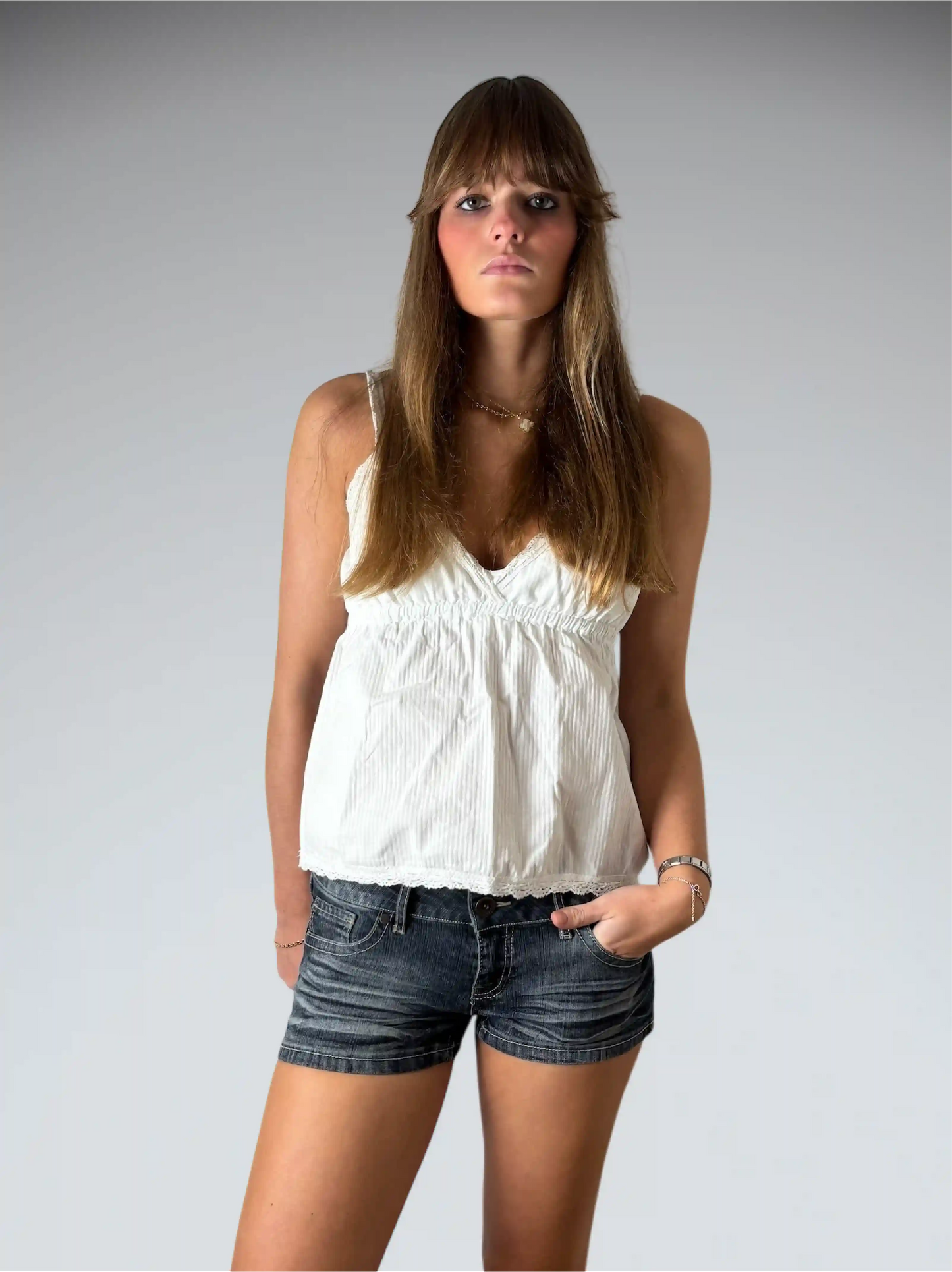 Mudd Grey Wash Vintage Denim Hotpants (M)