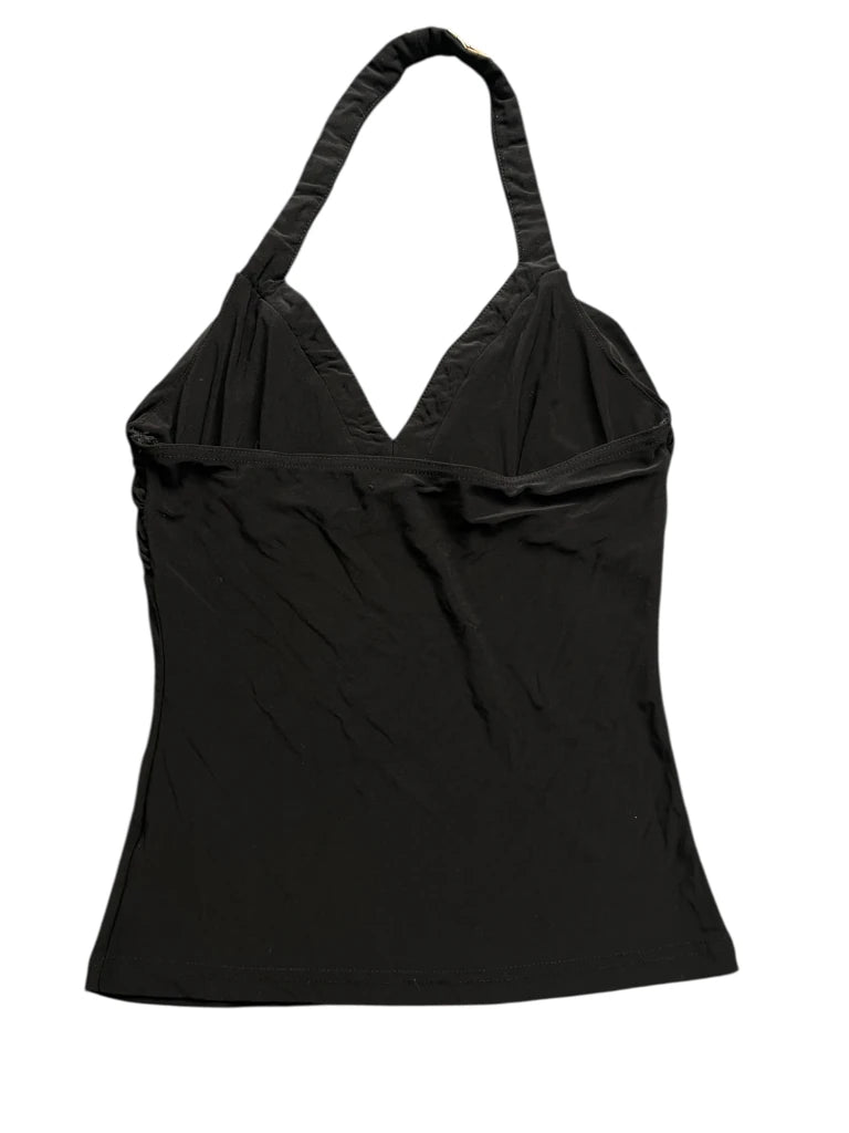 Black Halter Top with Stone Embellished Neckline (S)