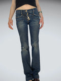 Y2K Zip Detail D&G Low Rise Jeans (M)