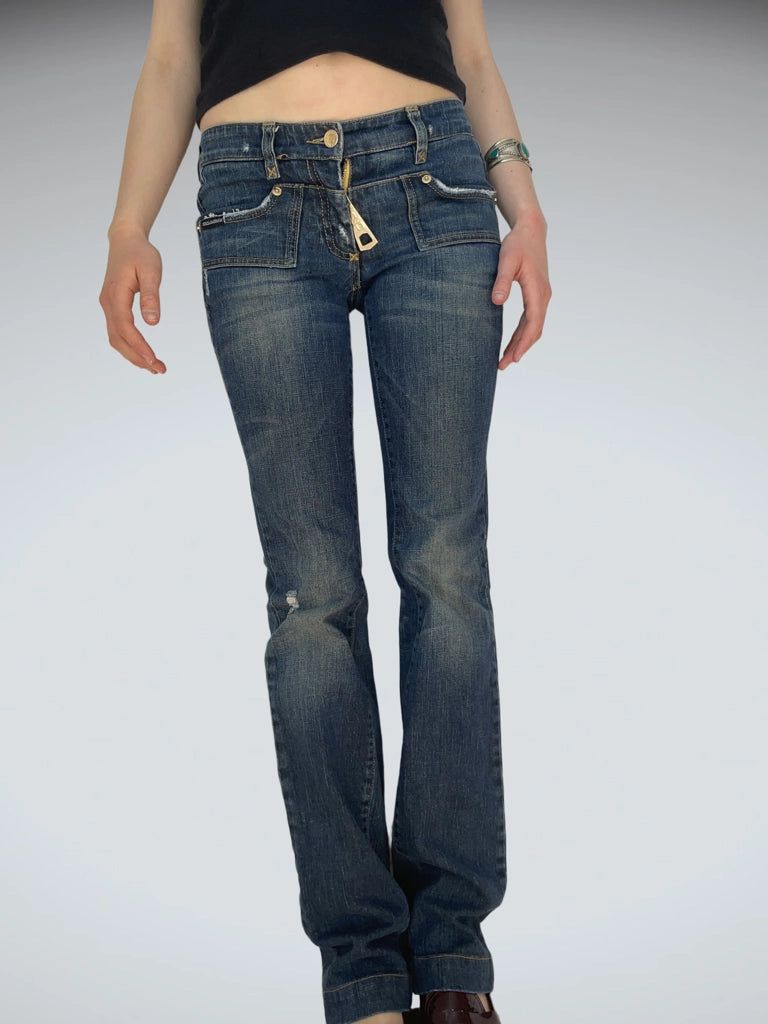 Y2K Zip Detail D&G Low Rise Jeans (M)