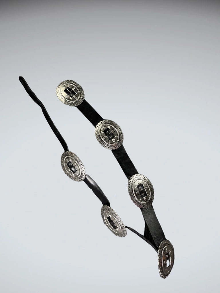 Western Style Black Concho Leather Belt (ONESIZE)