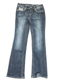 Dark Blue Embellished Pocket Bootcut Jeans (S)
