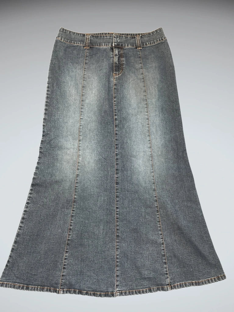 Contrast Blue Denim Maxi Skirt (M)