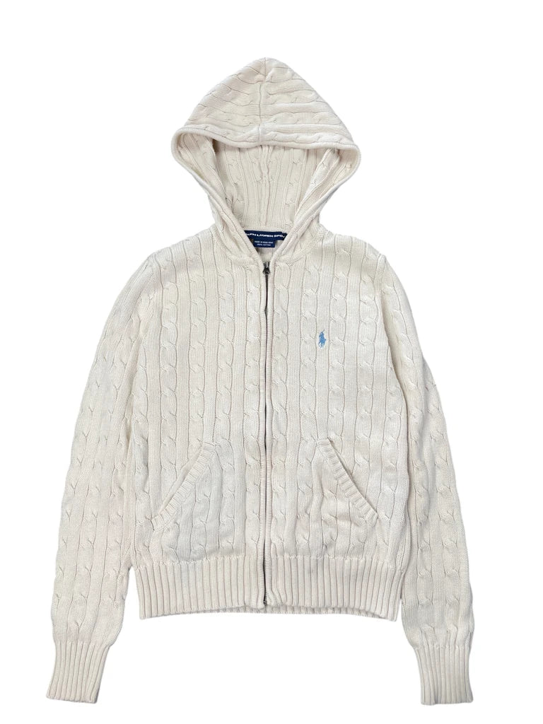Polo Ralph Lauren Beige Cable Knit Hoodie (S)