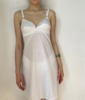 Ethereal White Sheer Lace Trim Vintage Slip Dress Nightwear (S)